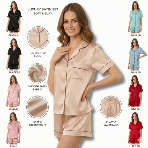 Womens ladies satin pyjamas - ladies,