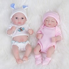 Waterproof Reborn Dolls Baby Twins 10" Preemie Boy Girl Full Body Vinyl Silicone
