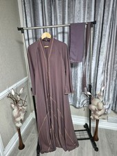 Women Dubai Luxury Gold Trim Abaya With Matching Scarf Size 58