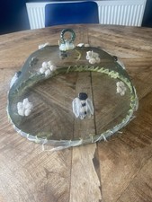 Antique VTG Shoo Fly Screen Cover Food Protection Bee Flower Design Metal