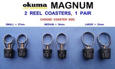 2 OKUMA REEL COASTERS FOR BEACHCASTER ROD MULTIPLIER FIXED SPOOL REEL SEAT CLIPS