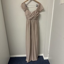 Beige Full Length Bridesmaids Dress Dessy Collection Vivian Diamond Size 12L