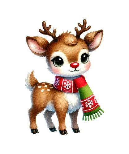 Cute christmas reindeer 9x9cm - reindeer,