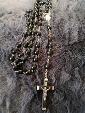 Black Beaded Italian Rosary Made In Italy