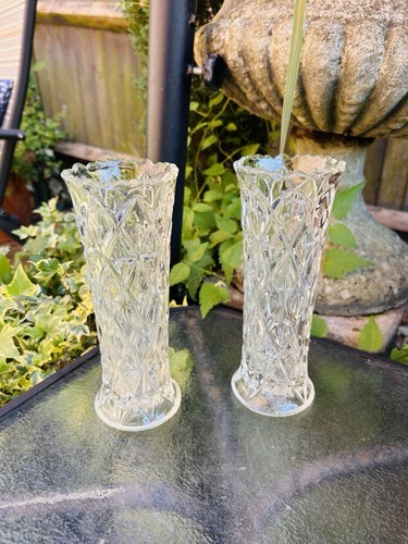 Pair heavy cut glass - of,