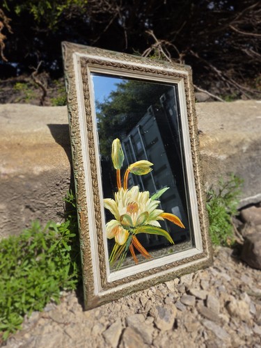 Antique floral wall mirror - antique,