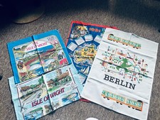 Vintage Tea Towel Bundle Idle Of Wight, Australia & Berlin Linen Cotton 