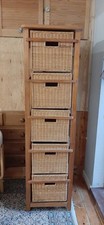 Vintage Wicker Rattan Bamboo Chest of Drawers