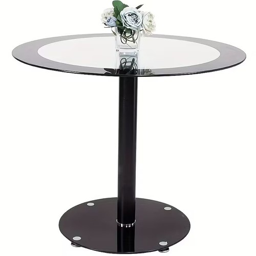 Round glass dining table - glass,