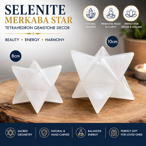 Selenite merkaba star crystal - selenite,