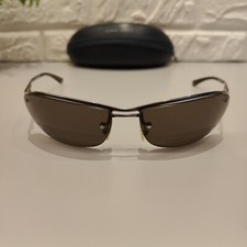 Giorgio Armani GA184/S 6LB 63-14 120 Metal Half Rim Wrap Sunglasses Brown Lenses