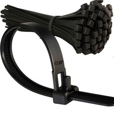 Cable Ties Releasable  Reusable Black Plastic Zip Tie Wraps 7.6mm x 250mm UK