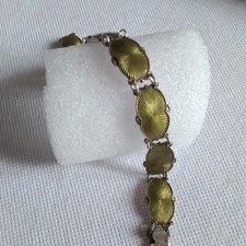 Ivar Holth Silver Green Gillouche Enamel Bracelet (panel missing?)