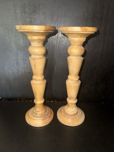 Pair wooden candlesticks for - wooden,