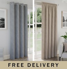 Blackout Curtains Pair Linen Look Thick Thermal Ring Top Eyelet or Pencil Pleat