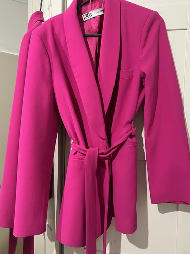 Zara pink belted crepe - pink,