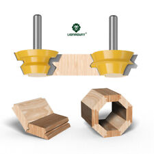 8mm Shank Lock Miter -22.5° Glue Joinery Router Bit Set Tongue&Groove 2PCS