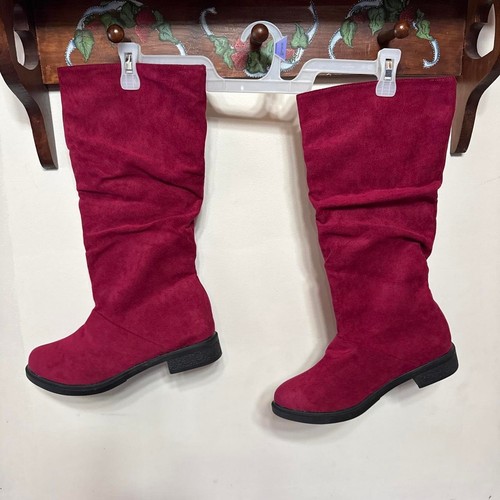 Burgundy faux suede - faux,