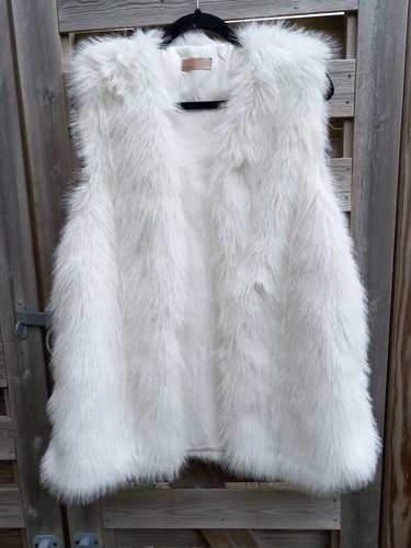 White faux fur gilet waistcoat - white,