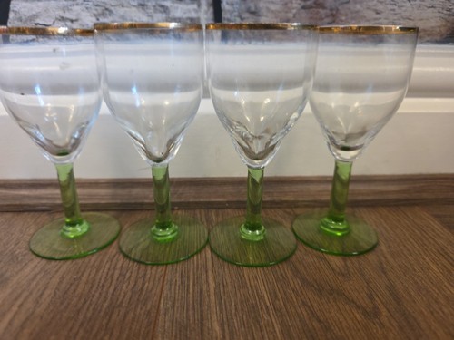 Green stem sherry glasses - green,