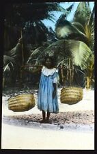 Magic Lantern Slide WOMAN WITH FOOD BASKET C1910 PHOTO TROPICAL ISLANDS ?