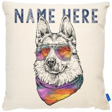 Personalised Alsatian Cushion Cover Funny Dog Pillow Linen Artwork Gift HP01