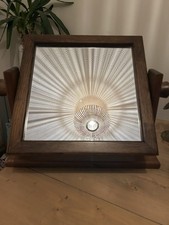 Vintage Heavy Chunky Oak Rotating Dressing Table Mirror Square Green Felt Back 