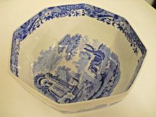 Spode Italian Blue & White Large Octagonal Serving Bowl 25cm Wide x 12.5cm #D3