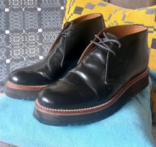 Grenson Ladies Black Leather Flatform Derby Boots - Size EU 38 UK 5