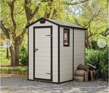 Plastic 6.5ft x 4ft Outdoor Garden Tool Shed Plant Bike Storage Cabin