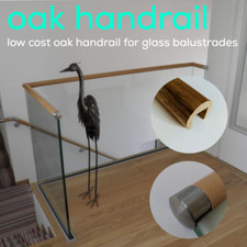 Wooden Oak Slotted Handrail & Fitting Gasket For Glass Balustrade - 2.5m