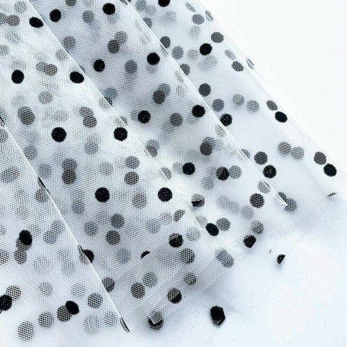 Lace black flocked - black, dot