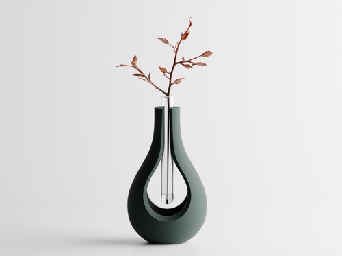 Curved vase with test - with,