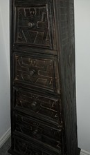 Wooden Tribal Rustic Pyramid Shaped Chest Of Five Drawers - Over 6 Feet Tall