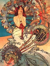 Painting Mucha Nouveau Woman Spring Floral Fine Art Print Poster 30X40Cm Cc745