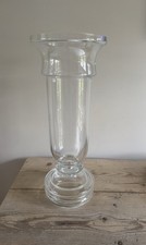Kenneth Turner Large Glass Hurricane Lamp Grecian Candle Holder Vase HEAVY H50cm
