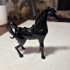 Vintage Handblown Glass Black Horse Figurine