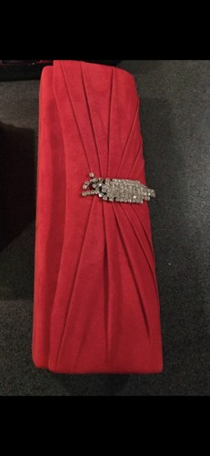 Red and silver clutch bag - red,