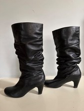 Jones Bootmaker Black Leather Slouch Boots - UK 7