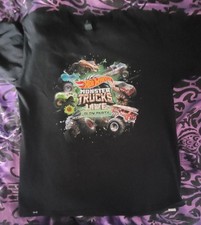 Boys Gildan Large (Aged 8-10?) Hot Wheels Monster Truck Glow Party Tour T Shirt 