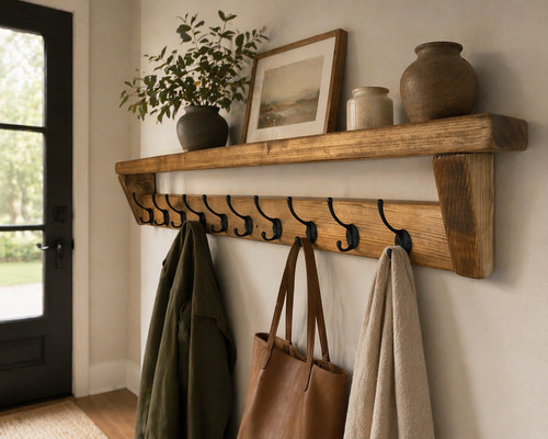 English oak waxed wooden coat - english,