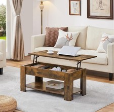 Yaheetech Lift Top Coffee Table Rustic Brown with Storage Shelf for Living Room