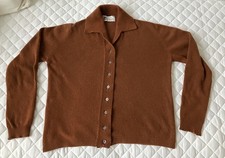VTG Murray Bros Rust Cropped Collard Cashmere Cardigan Made In Scotland Size M