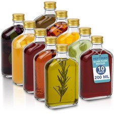 HEFTMAN Glass Flask Bottles Small Reusable Airtight Gin Homemade 12 Pack