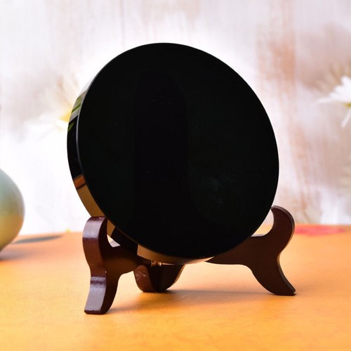 Obsidian disc mirror natural - obsidian,