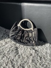 Playboy black satin clutch mini bag with silver details