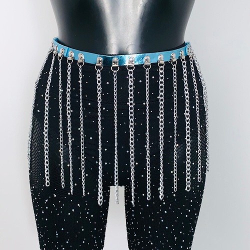 Blue holographic chain skirt - holographic,