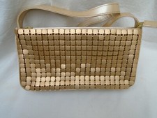 Farfalla Collection Gold Handbag Metal Linked Chain Front Never Used.