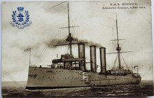 Vintage Warship Postcard of H.M.S / HMS "Berwick" Armoured Cruiser