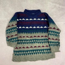 Rey Wear Knitted Jumper Abstract Patterned Knit Sweater, Hand Made In Ecuador,